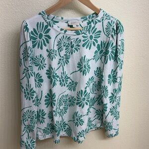 LOFT Green Floral Long Sleeve Top